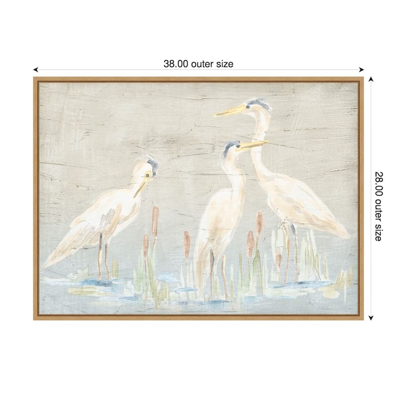 Driftwood Waterbirds No. 2 by June Erica Vess Framed Canvas Wall Art Print - Plastic - 38 x 28 in - Brown