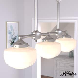 Hunter Saddle Creek Linear Chandelier, Clear Glass, Dining Room Table, Kitchen Island