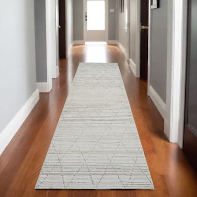 Bino Distressed Geometric Modern Stain Resistant Woven Area Rug By HomeRoots - 2' X 8'
