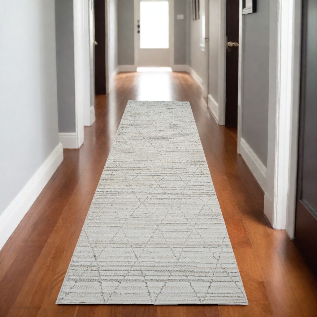 Bino Distressed Geometric Modern Stain Resistant Woven Area Rug By HomeRoots - 2' X 8'