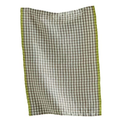 Linen & Cotton Check Dishtowel Gray Cotton Kitchen Towels, Machine Washable, Everyday Use, 13" x 26"