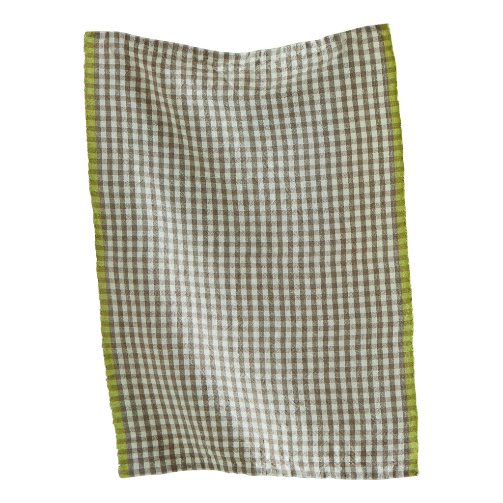 Linen & Cotton Check Dishtowel Gray Cotton Kitchen Towels, Machine Washable, Everyday Use, 13" x 26"