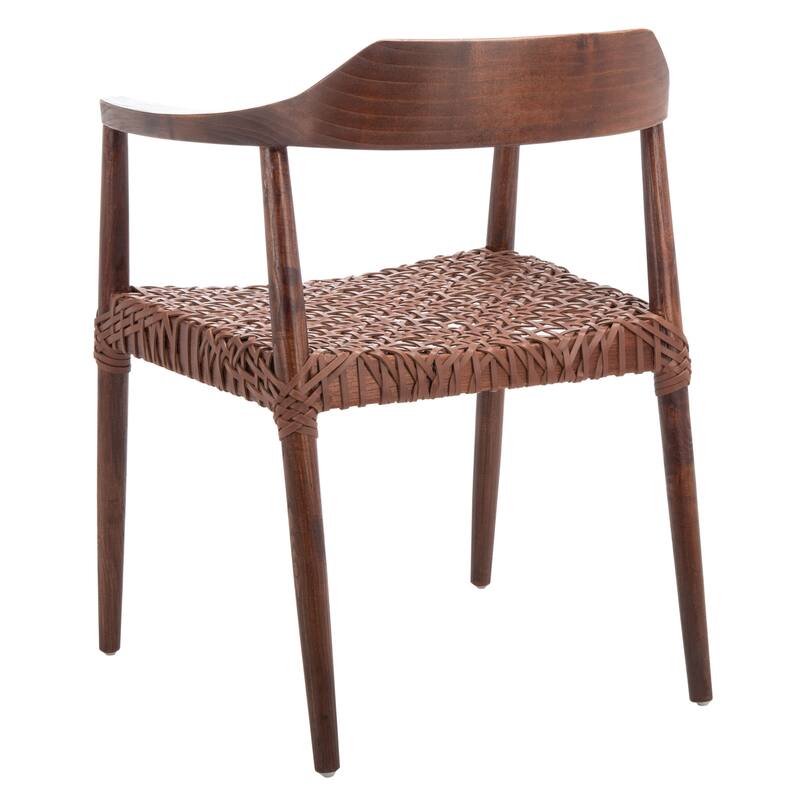 Munro Wanda Woven Leather & Solid Wood Accent Chair (Fully Assembled) - 22" W x 20.5" L x 28.5" H - 22Wx21Dx29H