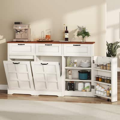Kitchen Island With Double Tilt Out Trash Can Cabinet