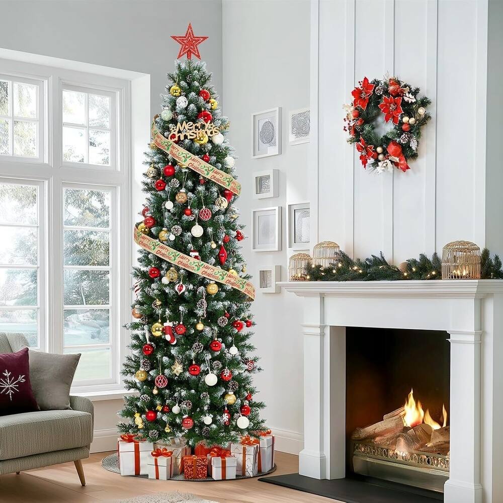 Pre-lit Pencil Christmas Tree, Xmas Tree for Room, Bedroom, Apartment - N/A