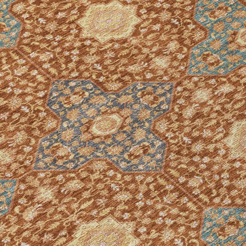 Machine Washable Indoor/ Outdoor Traditional Columbus Chantille Rug