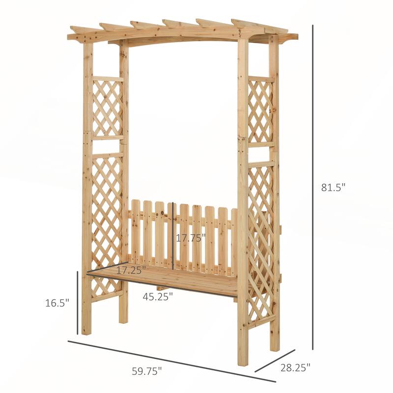 Outsunny Wooden Garden Arbor for Climbing Plants with Garden Bench