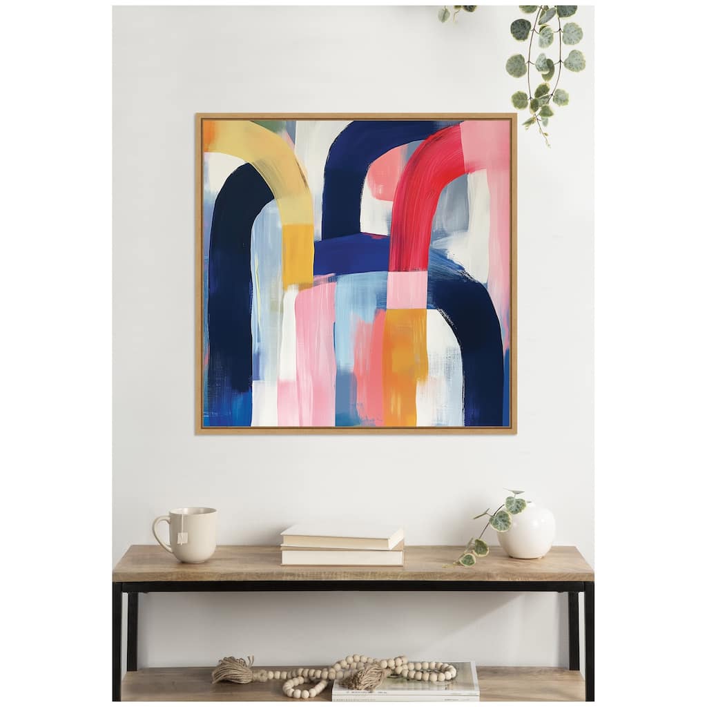 Kate and Laurel Joyful Abstract by The Creative Bunch Studio Framed Canvas Wall Art Print