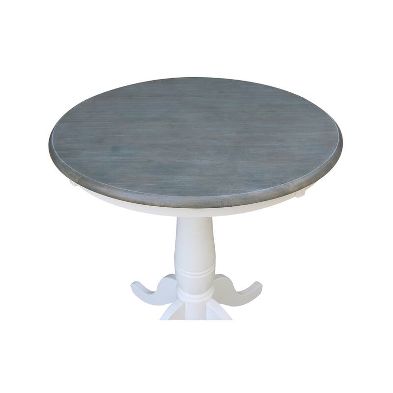 30" Round Top Pedestal Table - White/Heather Gray - N/A