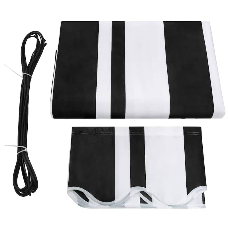 MCombo Sunshade Replacement Fabric with UV Protection for Retractable Patio Awnings - White with Black