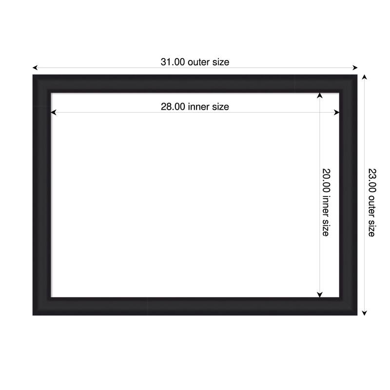 Oliver Narrow Framed Dry Erase Magnetic Board - 31 x 23 in - Oliver Black Narrow