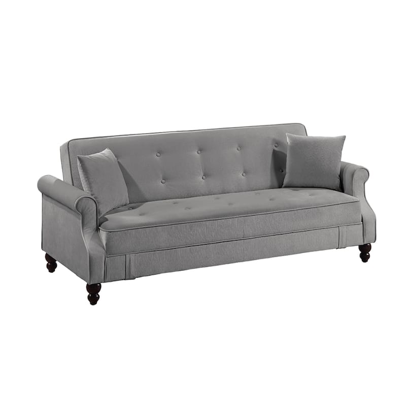 Burnt-Out Fabric Upholstered Adjustable Sofa with Storage - Gray