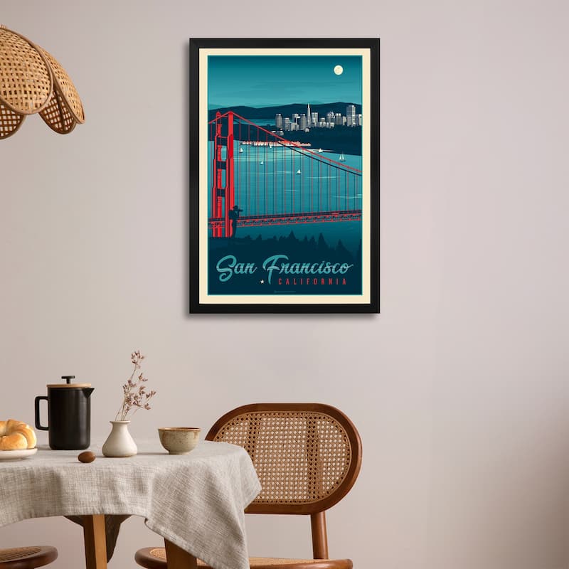 San Francisco California Travel Poster Premium Framed Poster by Olahoop Travel Posters