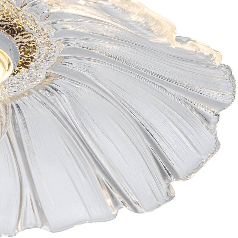 11" Flower-Shaped Red & White Gradient Glass Pendant Light Modern - Dia.11.02-in