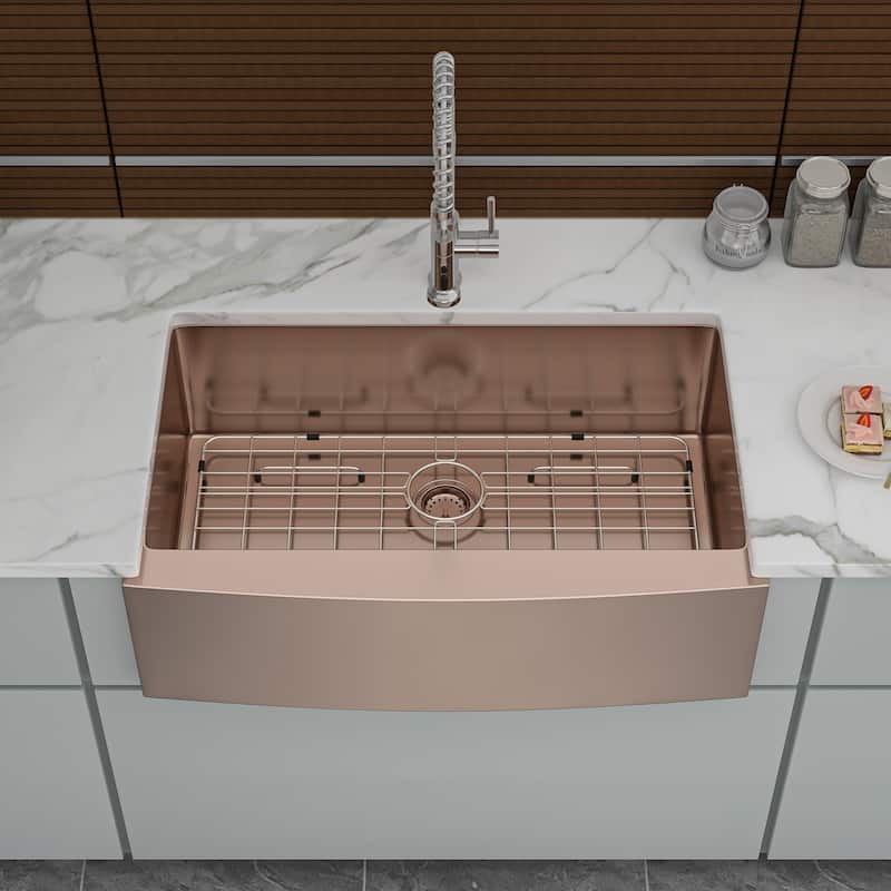 36 Inch Rose Gold Stainless Steel 16 gauge Kitchen Sink - 36 x 21