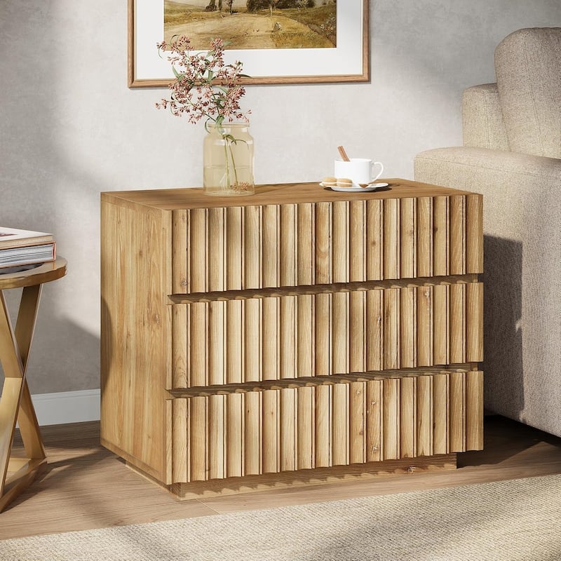 Oversized Solid Wood Nightstand with Drawers, 31.5" Night Stand Side Table Bedside Table End Table for Bedroom, Living Room