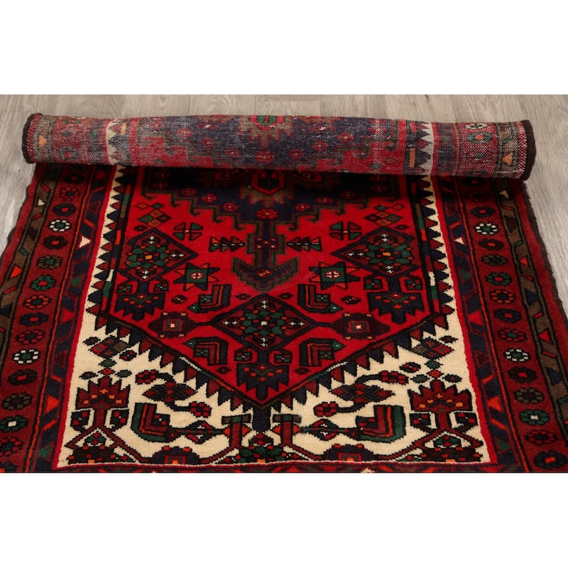 Tribal Geometric Hamedan Persian Wool Area Rug Hand-knotted Carpet - 3'2" x 5'3"