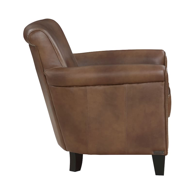 Raya Leather Upholstered Arm Accent Chair