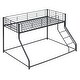 preview thumbnail 9 of 10, Metal Twin XL Over Queen Floor Bunk Bed with Sloping Ladder, Space-Saving Design, Black