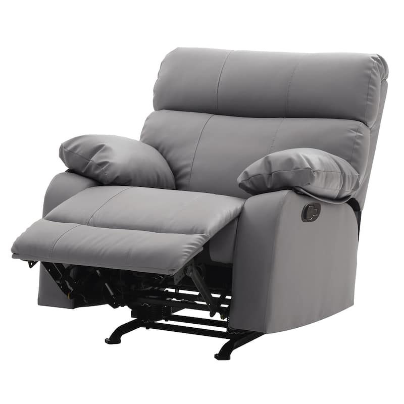 Faux Leather Upholstered Reclining Chair with Padded Arms - 39" - Gray