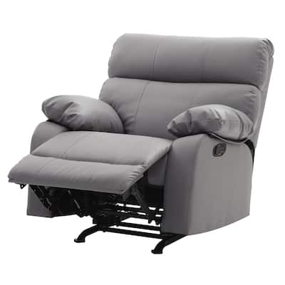 Faux Leather Upholstered Reclining Chair with Padded Arms - 39" - Gray