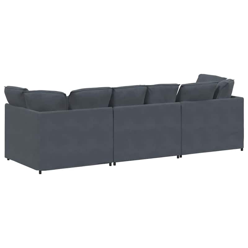 vidaXL Modular Sofa Dark Grey Velvet Large Modular Dark Grey Sofa - 39.4 x 118.1 x 25.2 in