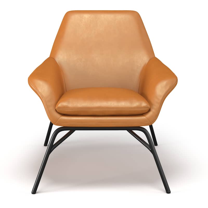 Elmira Vegan Leather Accent Chair - Black Vegan Leather - Caramel Tan Vegan Leather / Black Base