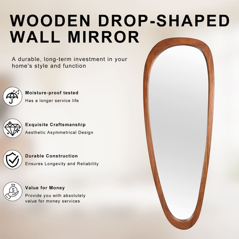 Irregular Mirror Asymmetrical Wood Wall Mirror