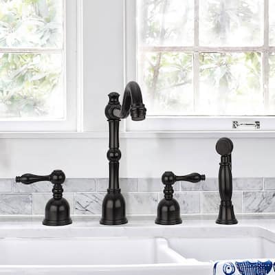 Two-Handles Widespread Kitchen Faucet with Side Sprayer