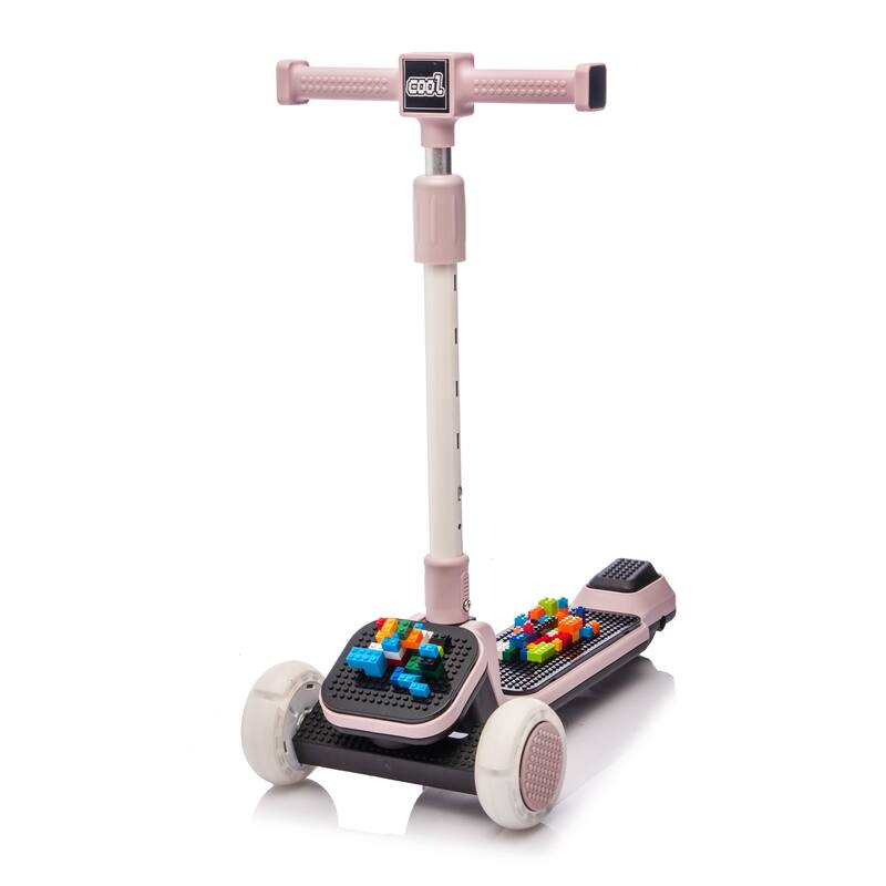 Anmytek Kids Ride On 3-Wheel Scooter W/Buildable blocks, PU flashing wheels and Folding Kick Scooter