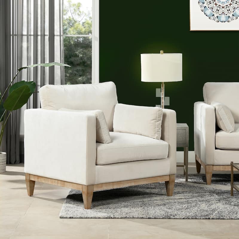 Knox 36" Modern Farmhouse Loose Pillow-Back Arm Chair