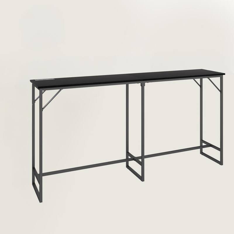 Bar Height Table Breakfast Table with Power Outlets, Wood Dining Table Home Office Table with USB Ports