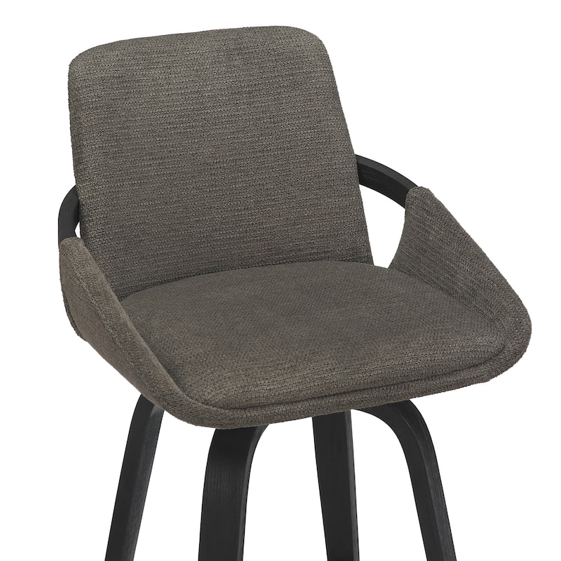 Modern Fabric & Bentwood 26" Counter Stool w/Swivel, Set of 4 - Ivory & Whitewash