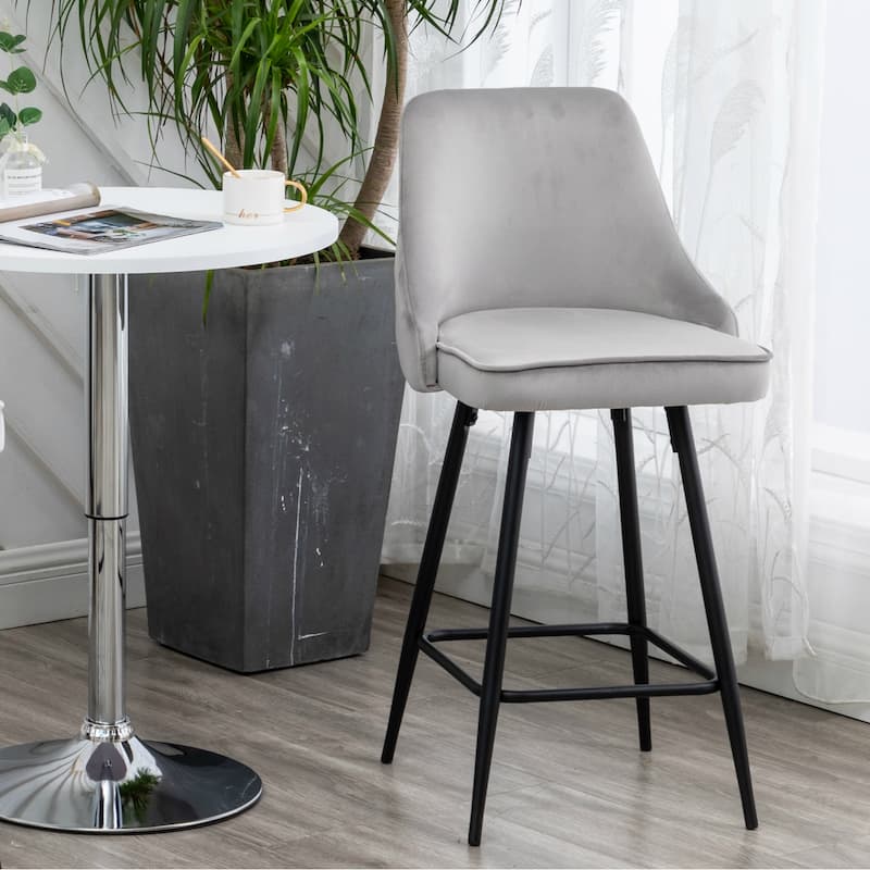 Zainab Premium Velvet Upholstered Contemporary Dining Bar Stools (Set of 2 )