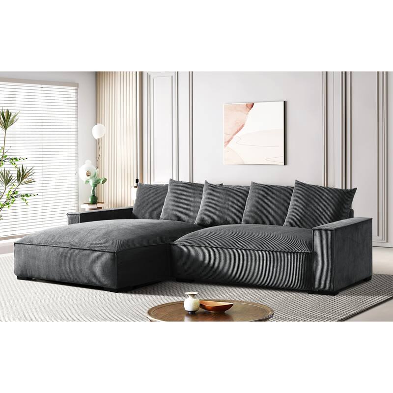 Transitional Luxe Upholstered Living Room Sectional 106.7 inch
