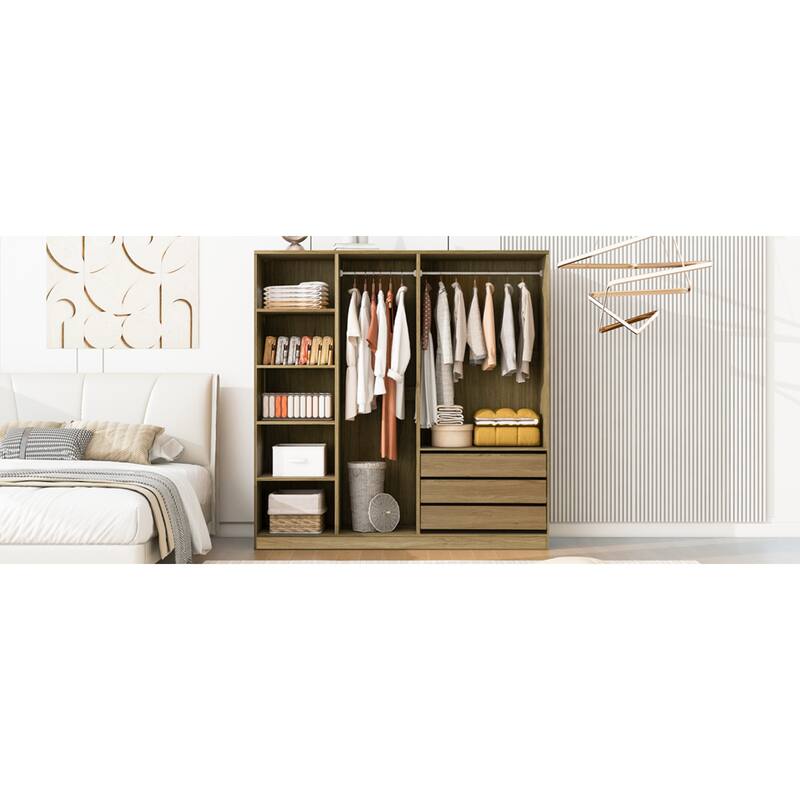 Roomfitters Open Wardrobe Closet System, Freestanding Armoire and Large Storage Organizer with Hanging Rails