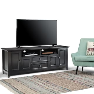 WYNDENHALL Halifax 72 inch Wide Solid Wood Transitional TV Stand - 72"w x 19"d x 26" h