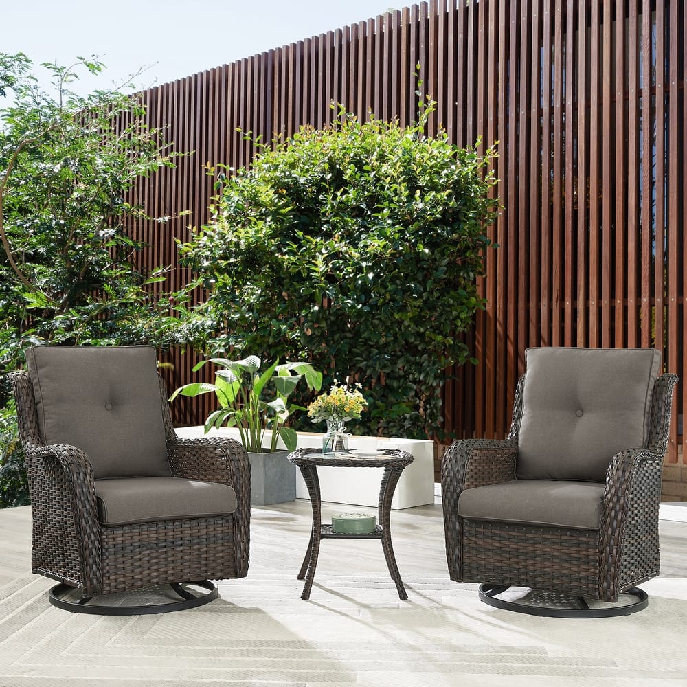Gymojoy Patio Swivel Rocking Chair Coffee Table Set