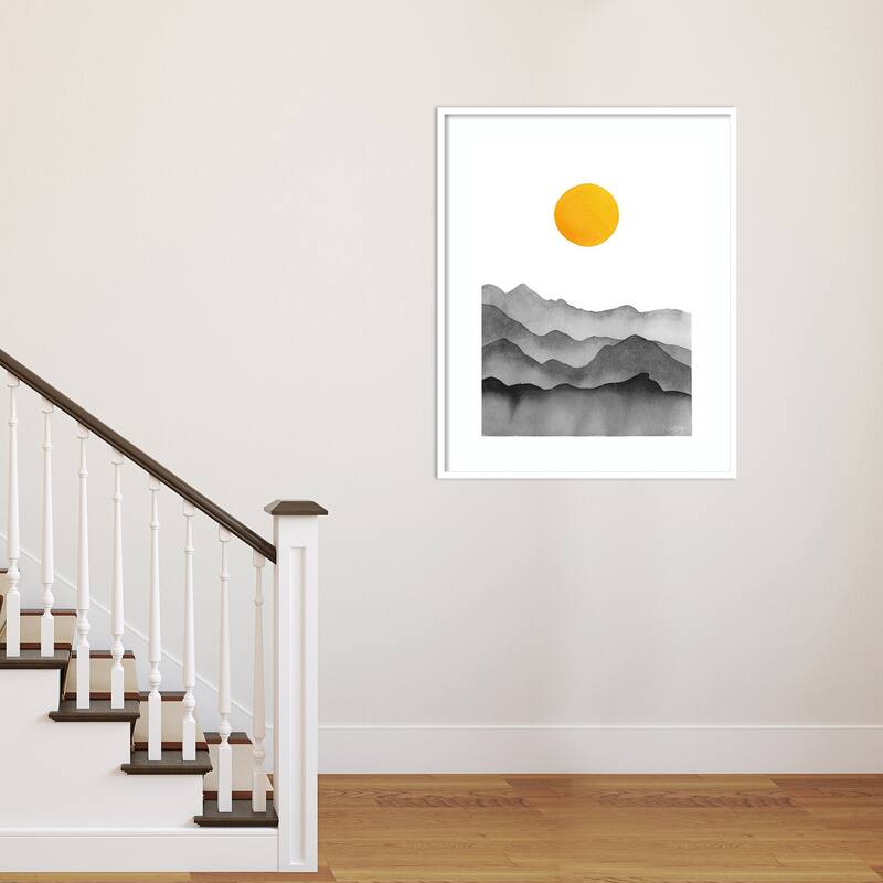 Black Yellow Mountain Range Silhouette by Cat Coq Framed Wall Art Print