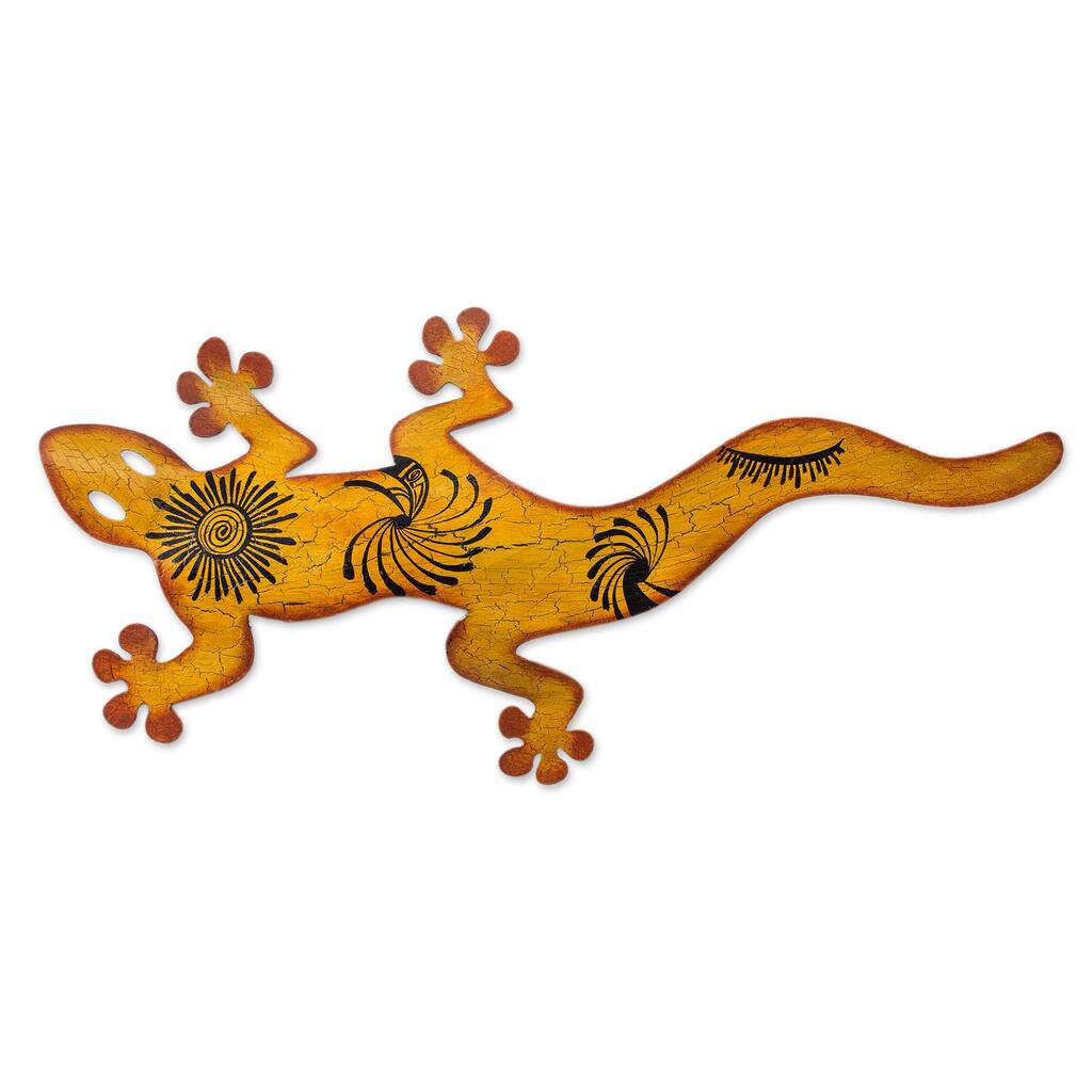 Cave Art Gecko Patio Brown and Orange Rustic Decor Metal Wall Art