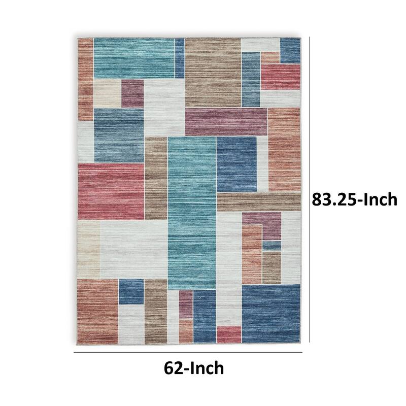 Nami 5 x 7 Area Rug, Multicolored Geometric Design, Polyester Cotton Blend - 5 x 7