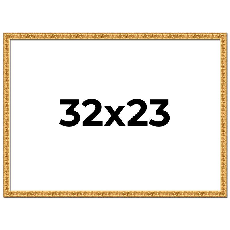 32x23 Frame Gold Real Wood Picture Frame Width 1 inches | Interior