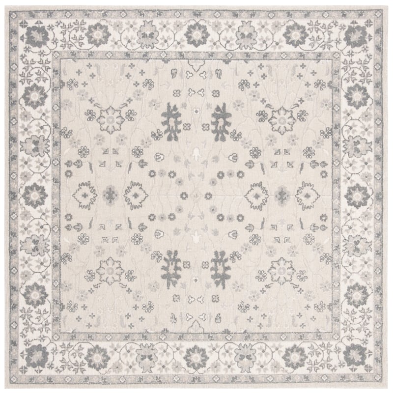 SAFAVIEH Handmade Restoration Vintage Boho Cayetana Oriental Wool Rug - 6' Square - Ivory/Silver