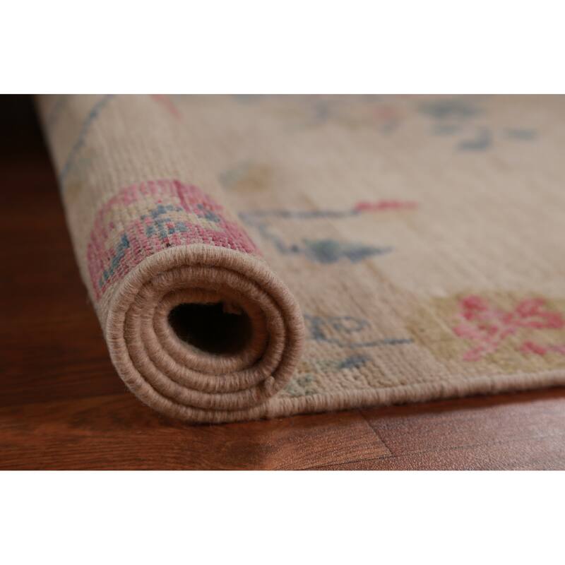 Hand Knotted Oriental 100% Wool Carpet Traditional All-Over Beige & Ivories Art Deco Area Rug - 6' 5'' X 2' 10''