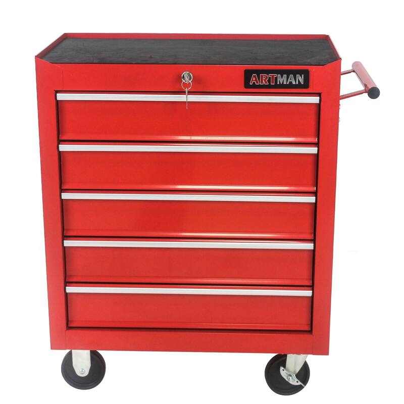 5 DRAWERS MULTIFUNCTIONAL TOOL CART WITH Wheels - Red