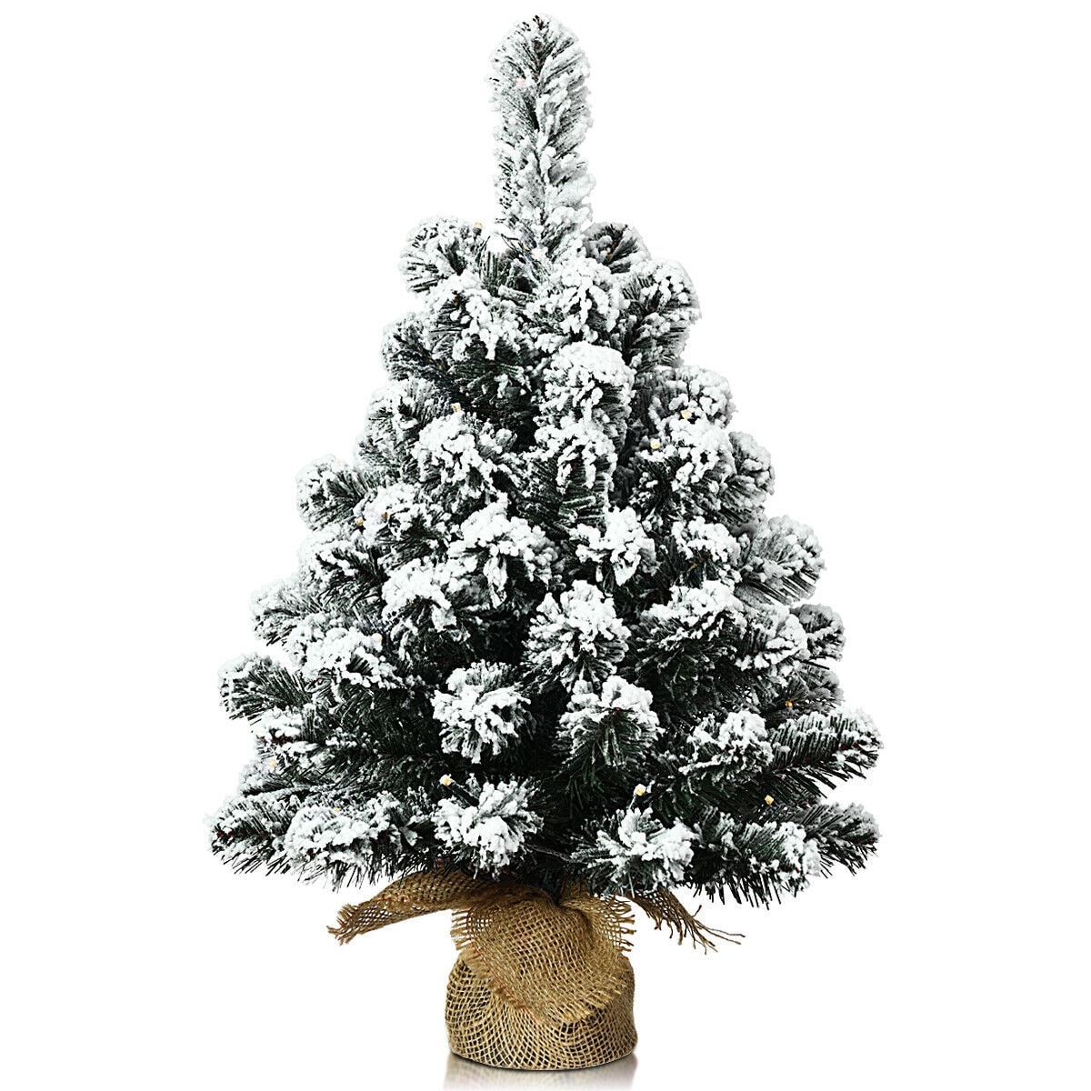Shop 24 Pre Lit Snow Flocked Tabletop Led Light Christmas Tree Overstock 30088661