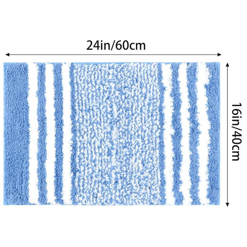 Bathroom Rug Mat, Extra Soft and Absorbent Microfiber Bath Rugs Fluffy Striped Non Slip Bathroom Floor Mat