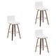 preview thumbnail 51 of 120, Skara Swivel Bar Stool, Upholstered Bar Height Chair with Bentwood Frame Set of 3 - White Faux Leather & Walnut
