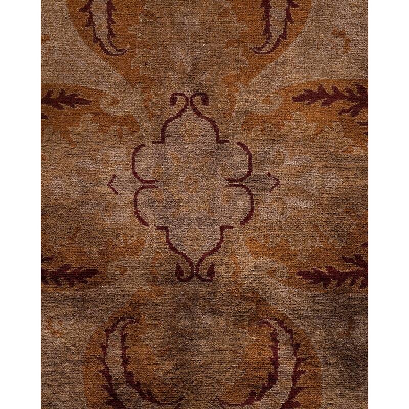 Overton Hand Knotted Wool Vintage Inspired Modern Contemporary Overdyed Brown Area Rug - 10' 2" x 14' 5"
