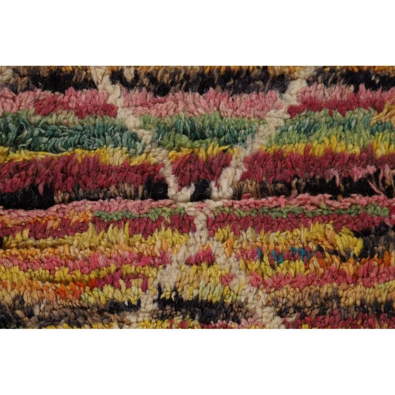Hand Knotted Oriental 100% Wool Carpet Modern Geometric Multi-Colored Moroccan Area Rug - 6' 0'' X 4' 0''